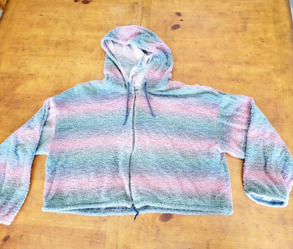 Next Era Pink, Teal & Purple Hoodie Ladies Size Large Striped Hoodie Vintage